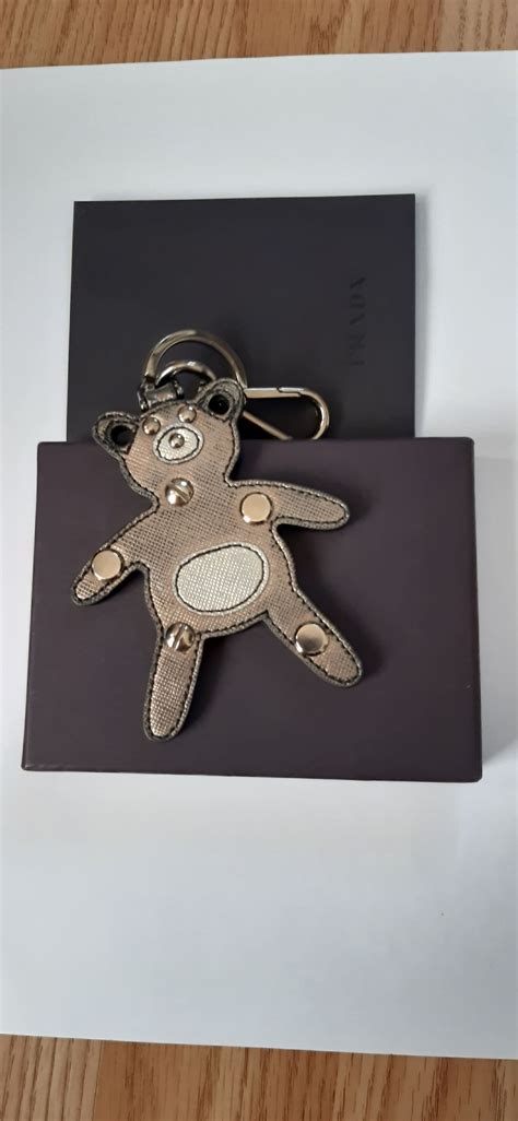 prada teddy bear bag charm|White/orchid Pink Teddy Bear Bag Charm With Metal Ring .